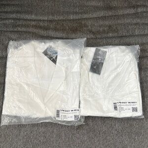 Fabletics Cotton Voile Resort shirt and shorts set in white color size medium